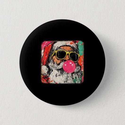 Santa Claus Bubble Gum Merry Xmas Painting Men Wom Button (Vorderseite)
