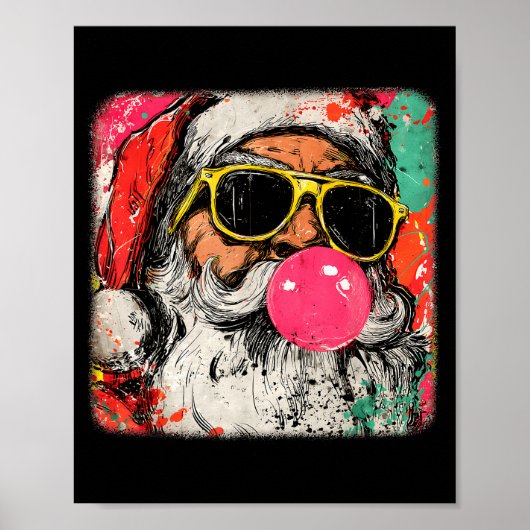 Santa Claus Bubble Gum Merry Xmas Painting Men Wom Poster (Vorne)