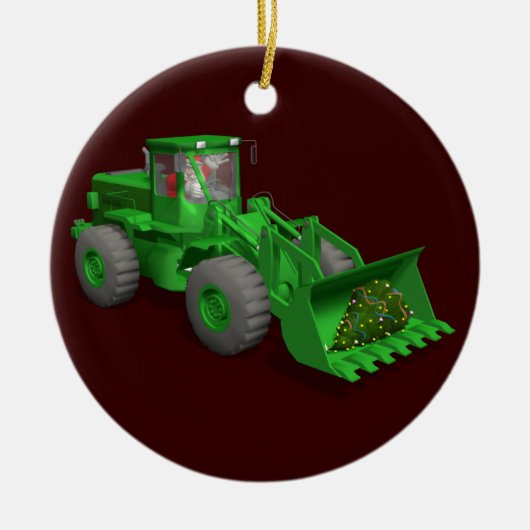 Santa Claus Bulldozer Operator Keramikornament (Vorne)