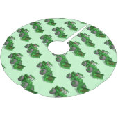 Santa Claus Bulldozer Operator Polyester Weihnachtsbaumdecke (Schrägansicht)