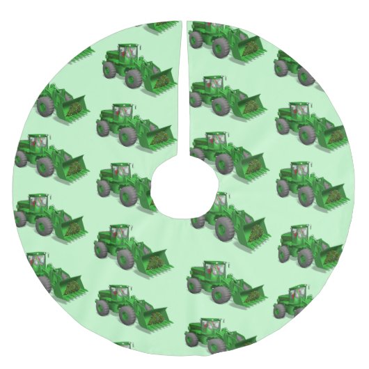 Santa Claus Bulldozer Operator Polyester Weihnachtsbaumdecke (Vorderseite)