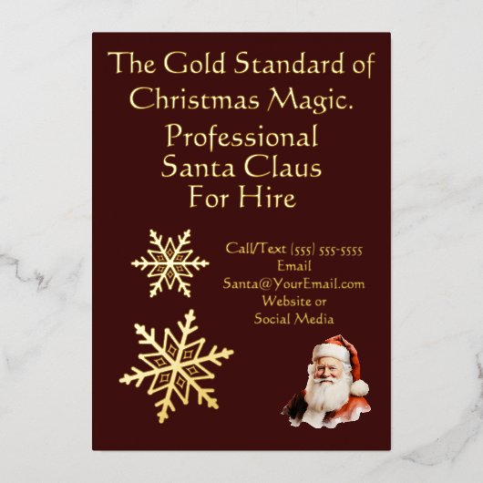 Santa Claus Business Card Gold Folieneinladung (Vorderseite)