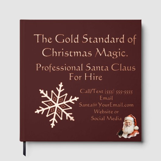 Santa Claus Business Card Gold Gästebuch (Vorderseite)