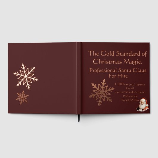 Santa Claus Business Card Gold Gästebuch (Voll)