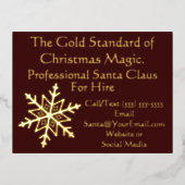 Santa Claus Business Card Gold Postkarte (Vorderseite)