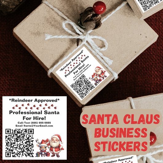 Santa Claus Business Card Quadratischer Aufkleber