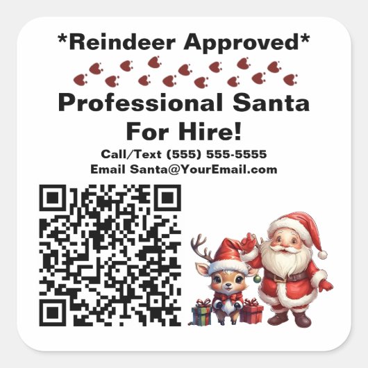 Santa Claus Business Card Quadratischer Aufkleber (Vorderseite)