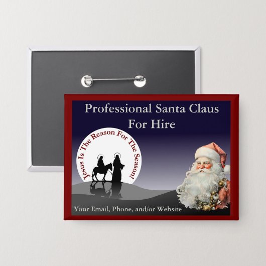 Santa Claus Business Pin Button (Vorderseite/Rückseite)
