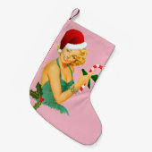 Santa Claus Button auf Kleiner Weihnachtsstrumpf (Vorderansicht (hängend))