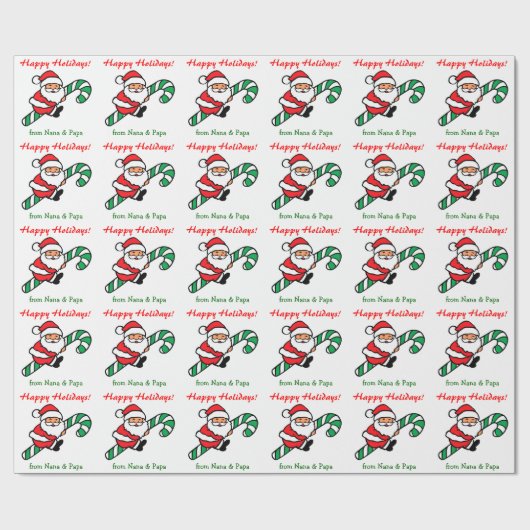 Santa Claus Candy Cane Grandchild Weihnachten Geschenkpapier (Flach)