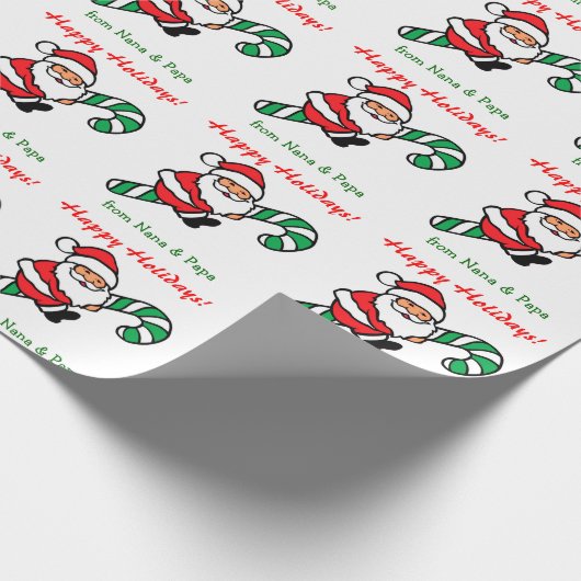 Santa Claus Candy Cane Grandchild Weihnachten Geschenkpapier (Ecke)