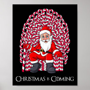 Santa Claus Candy Cane Throne Christmas Boys Girls Poster