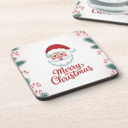 Santa Claus Candy Canes Plastic Coaster Set Getränkeuntersetzer (Linke Seite)