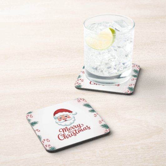 Santa Claus Candy Canes Plastic Coaster Set Getränkeuntersetzer (Rechte Seite)
