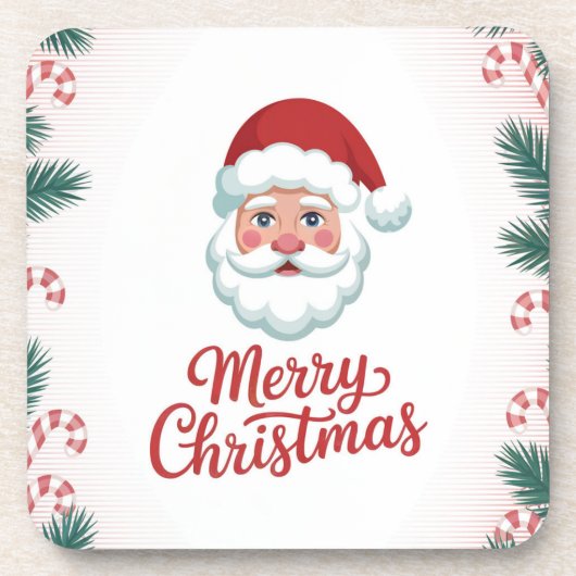 Santa Claus Candy Canes Plastic Coaster Set Getränkeuntersetzer (Vorderseite)