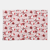 Santa Claus Candy Canes Snowflakes Pattern Red Geschirrtuch (Horizontal)