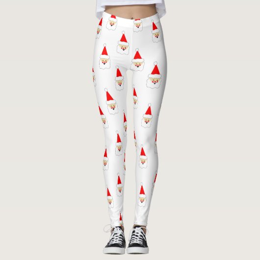 Santa Claus Cartoon frohe Weihnachten Leggings (Vorderseite)