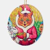 Santa Claus Cat, Louis Wain Keramik Ornament (Links)