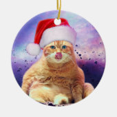 Santa Claus Cat Moon Keramik Ornament (Vorne)