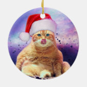 Santa Claus Cat Moon Keramik Ornament (Hinten)