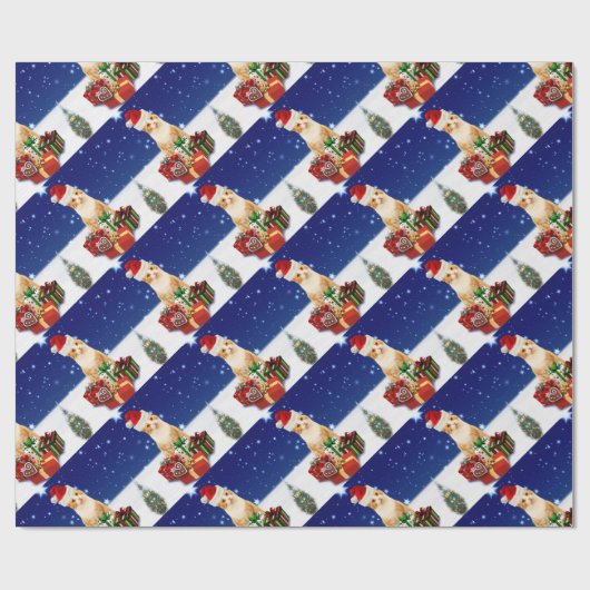 Santa Claus Cat with Christmas Gift Geschenkpapier (Flach)