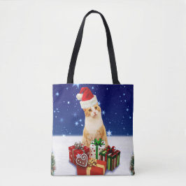 Santa Claus Cat with Christmas Gift Tasche
