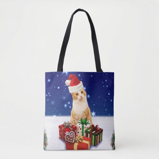 Santa Claus Cat with Christmas Gift Tasche (Vorderseite)