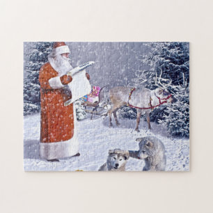 Santa Claus checking the gift list Puzzle