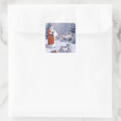 Santa Claus checking the gift list Quadratischer Aufkleber (Tasche)