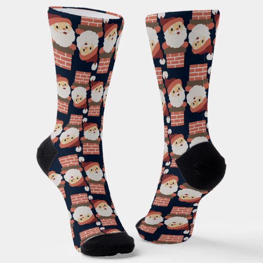 Santa Claus Chimney Weihnachtsmuster Socken (Gewinkelt)