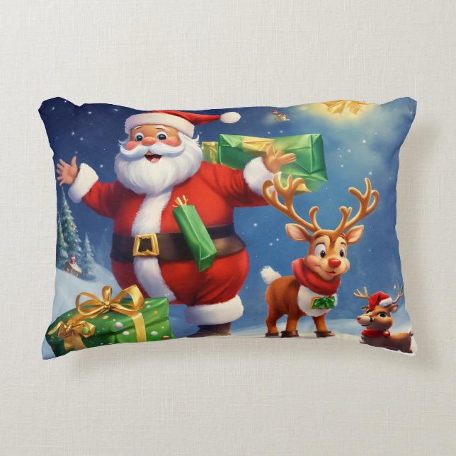 SANTA CLAUS CHRISMAS FARBFARBIGE DURCHROW PILLOW DEKOKISSEN (Vorderseite)