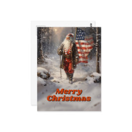 Santa Claus Christmas American Flag Postkarte