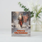 Santa Claus Christmas American Flag Postkarte (Stehend Vorderseite)