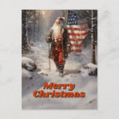 Santa Claus Christmas American Flag Postkarte (Vorderseite)