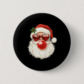 Santa Claus Christmas Blowing Bubble Gum And Sungl Button (Vorderseite)