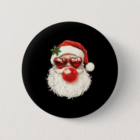 Santa Claus Christmas Blowing Bubble Gum And Sungl Button (Vorderseite)