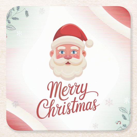 Santa Claus Christmas Coaster Set Rechteckiger Pappuntersetzer (Vorderseite)