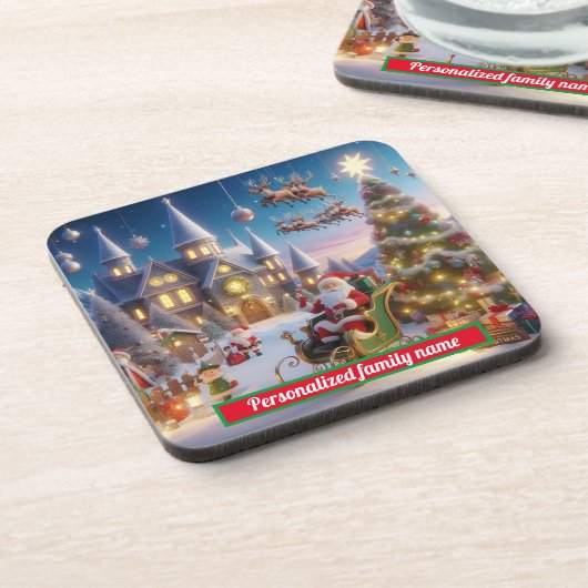 SANTA CLAUS CHRISTMAS COLORFUL GETRÄNKEUNTERSETZER (Linke Seite)