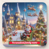 SANTA CLAUS CHRISTMAS COLORFUL GETRÄNKEUNTERSETZER (Vorderseite)