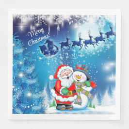 Santa Claus Christmas Eve Reindeer Snowman Napkins Serviette
