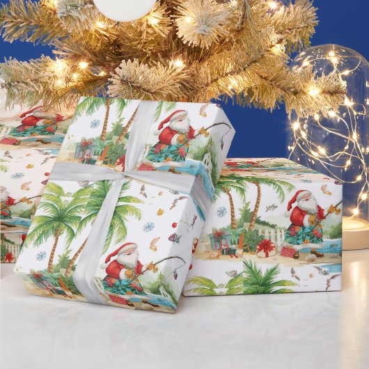 Santa Claus Christmas Fishing in Summer Geschenkpapier (Feiertage)
