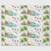 Santa Claus Christmas Fishing in Summer Geschenkpapier (Flach)