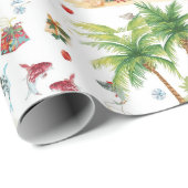 Santa Claus Christmas Fishing in Summer Geschenkpapier (Rolleneckpunkt)