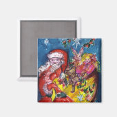 SANTA CLAUS, CHRISTMAS GIFT SACK AND TOYS MAGNET (Vorderseite/Rückseite)