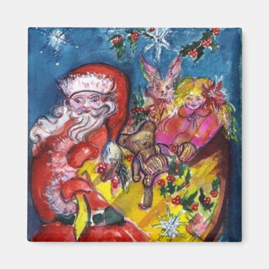 SANTA CLAUS, CHRISTMAS GIFT SACK AND TOYS MAGNET (Vorne)