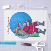 SANTA CLAUS, CHRISTMAS GIFT SACK AND TOYS SEIDENPAPIER (Handwerk)