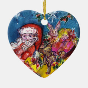 SANTA CLAUS, CHRISTMAS GIFTS, TOYS, Gelbes Herz Keramik Ornament