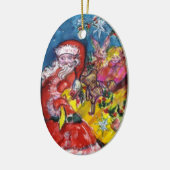 SANTA CLAUS, CHRISTMAS GIFTS UND TOYS Red Ruby Gem Keramikornament (Links)