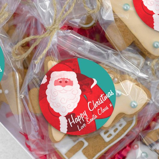 Santa Claus Christmas holidays candy gift tin Runder Aufkleber