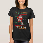 Santa Claus Christmas Ice Hockey Ugly Sweater T-Shirt (Vorderseite)